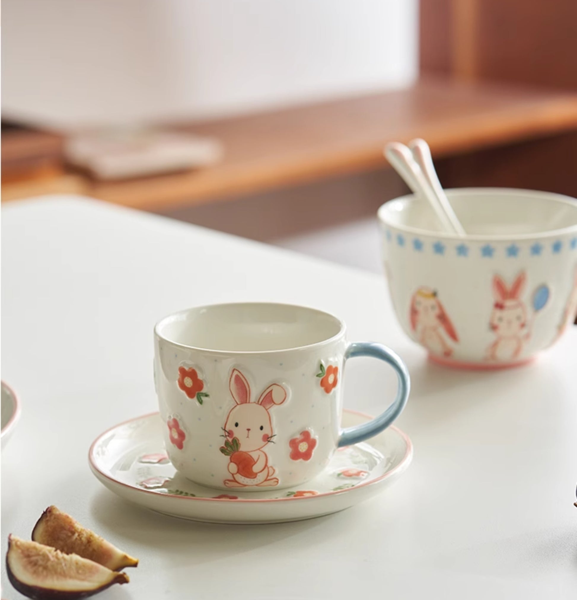 New Arrival Pretty Bunny Ceramic Bowls Plates Mugs Set - PeauleyHome