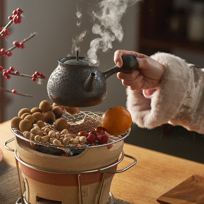 Original Crude Pottery Teapot with Side Handle