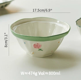 Adorable Floral Ceramic Bowls Plates Spoons Set - PeauleyHome