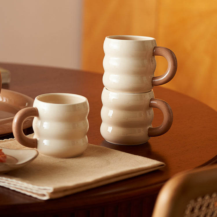 Adorable Ceramic Creamy Style Teapot Mug Set of 6