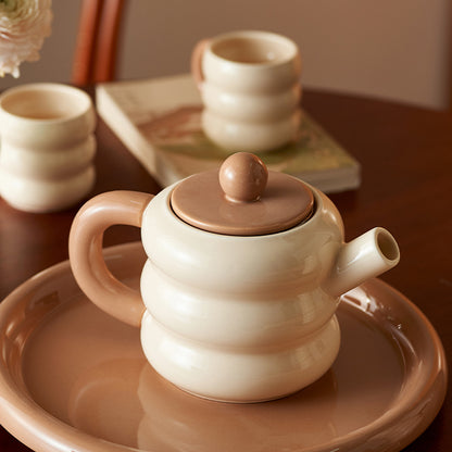 Adorable Ceramic Creamy Style Teapot Mug Set of 6