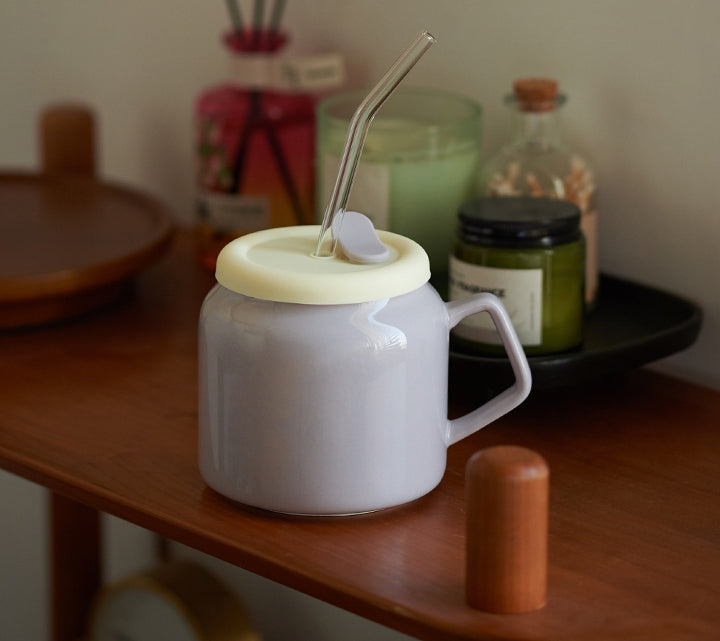 Ceramic Water Cup with Straw - PeauleyHome