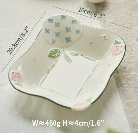 Adorable Floral Ceramic Bowls Plates Spoons Set - PeauleyHome