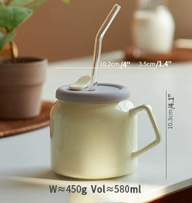 Ceramic Water Cup with Straw - PeauleyHome