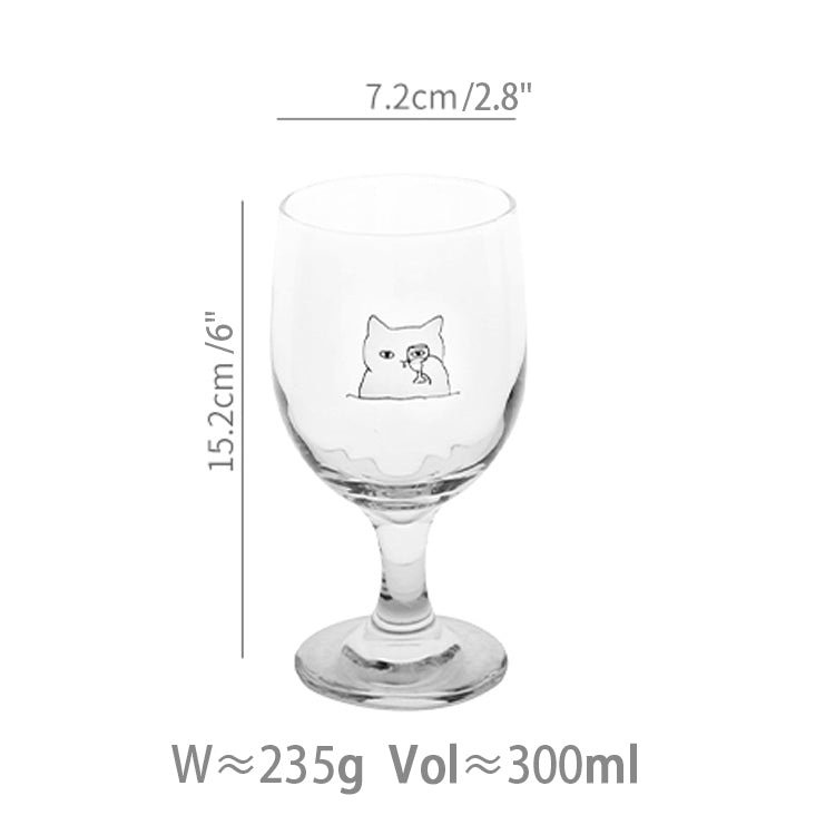 Cat Theme Glass Goblet for Juice or Wine