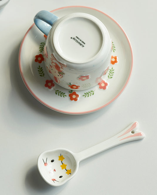 New Arrival Pretty Bunny Ceramic Bowls Plates Mugs Set - PeauleyHome