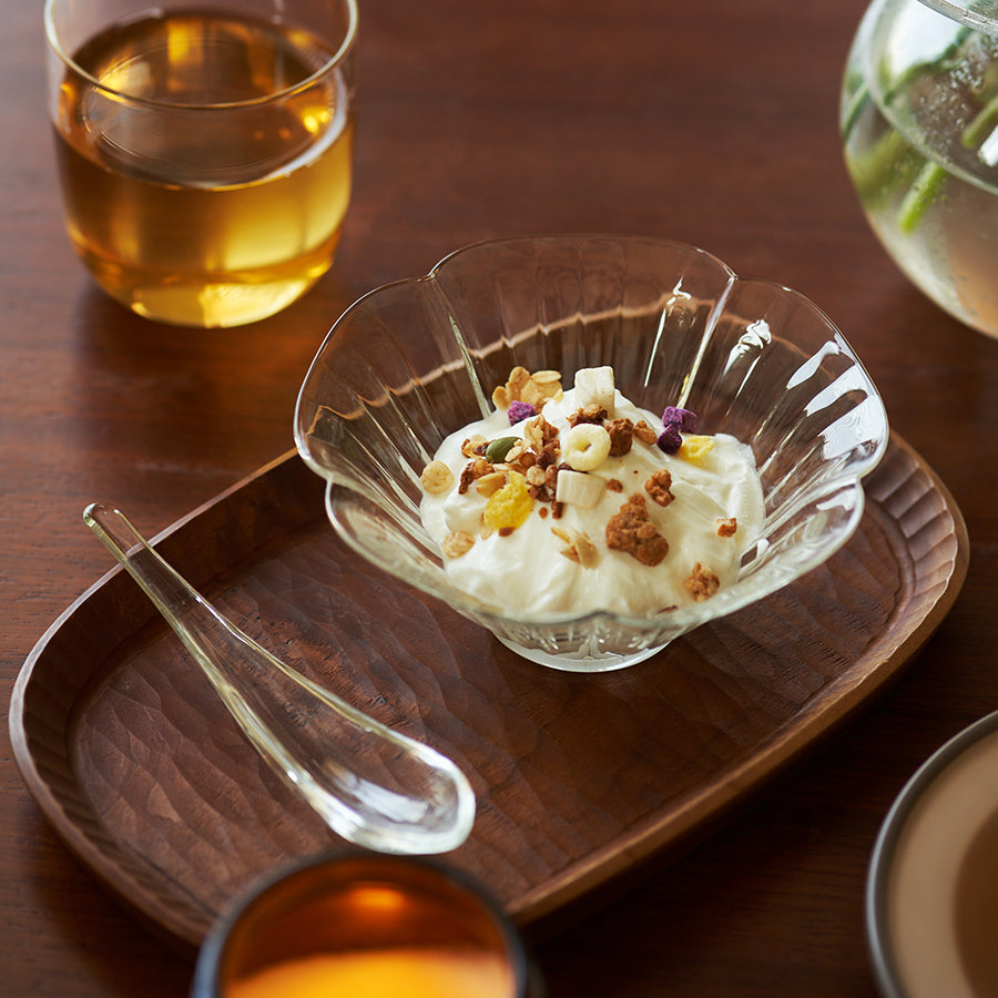 Delicate Petal Glass Bowl & Spoon