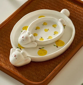 Original Cartoon Bunny Ceramic Plates Tablewares - PeauleyHome