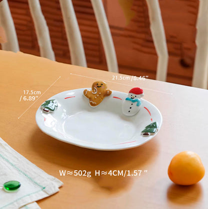 Handpainted Underglazed Ceramic Plate Spoon Christmas Gift