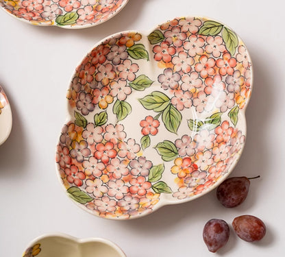 Beautiful Floral Ceramic Bowls Petal Plates - PeauleyHome