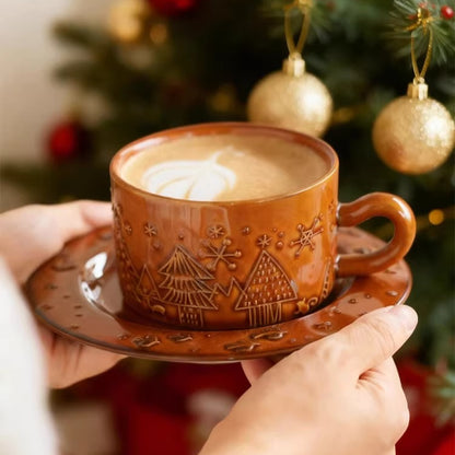 Elegant Christmas Coffee Cup and Saucer Gift Set