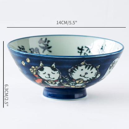 Japan Made Prosperity Animals Ceramic Rice Bowls