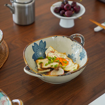 Delicate Japanese Style Ceramic Double-handled Soup Bowl