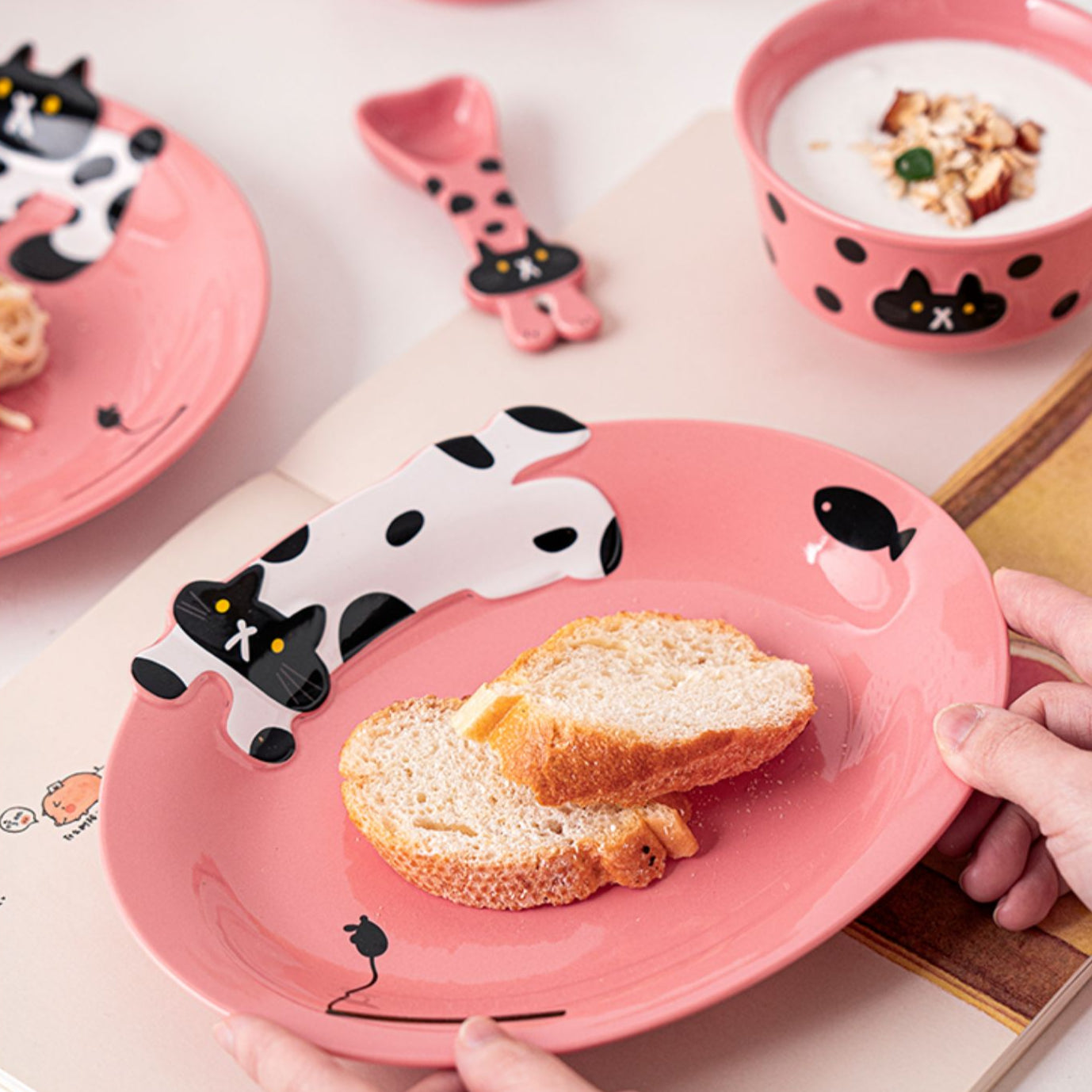 Lovely Cat-themed Bowls Plates Mugs Spoon