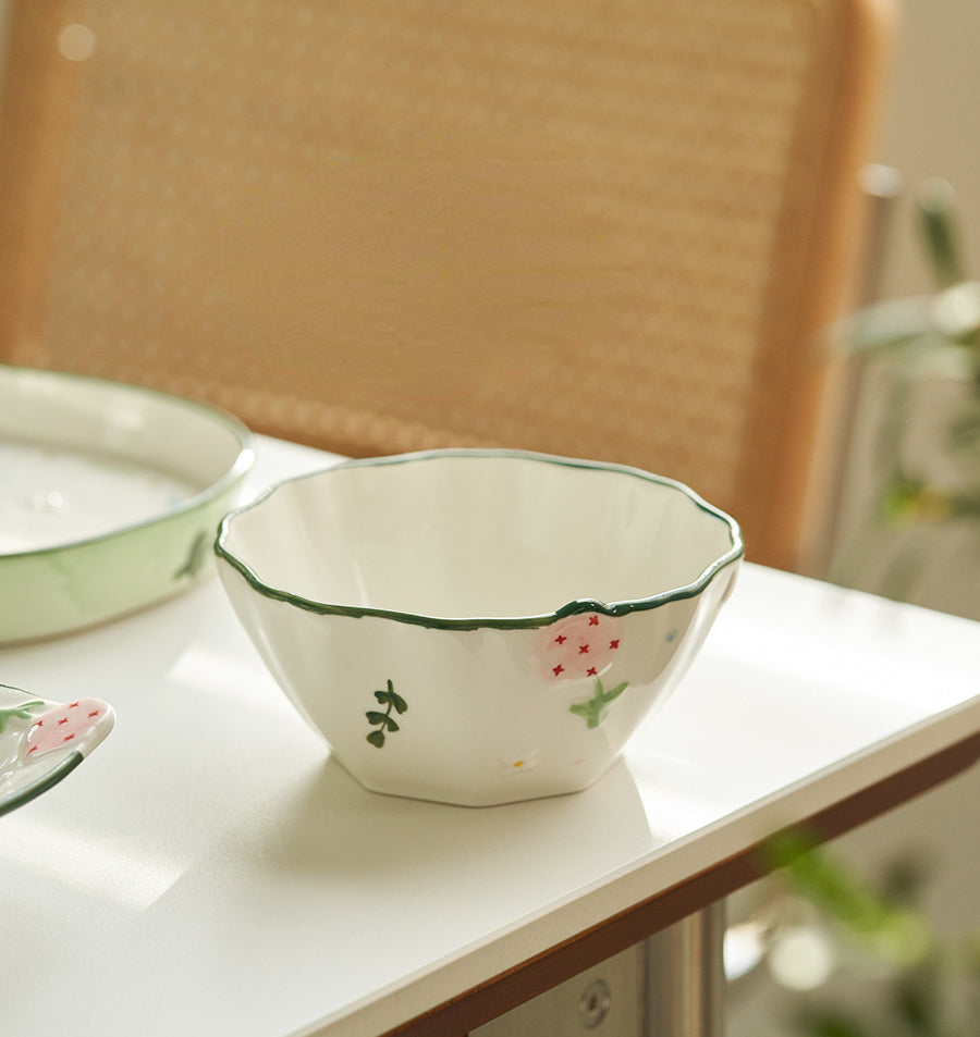 Adorable Floral Ceramic Bowls Plates Spoons Set - PeauleyHome