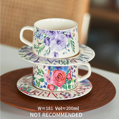 Delicate Floral Ceramic Coffee Mug Set