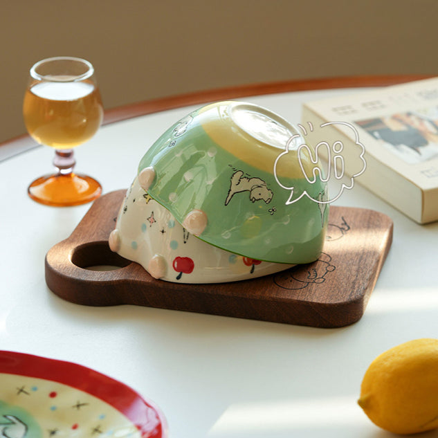 Adorable Underglazed Handpainted Ceramic Bowls Plates