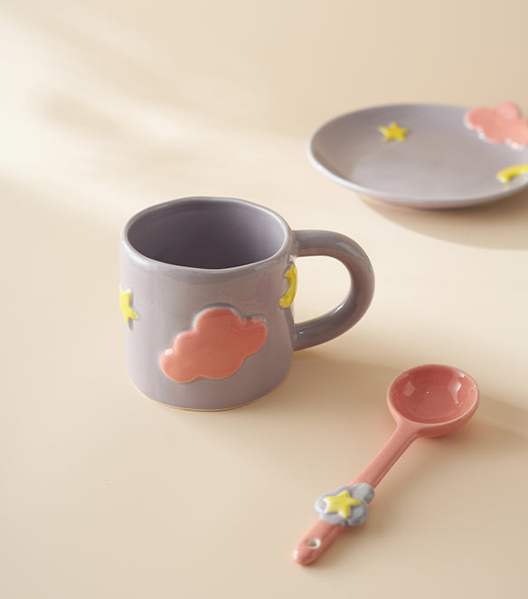 Delicate Coffee Mugs Saucers Spoons Set - PeauleyHome