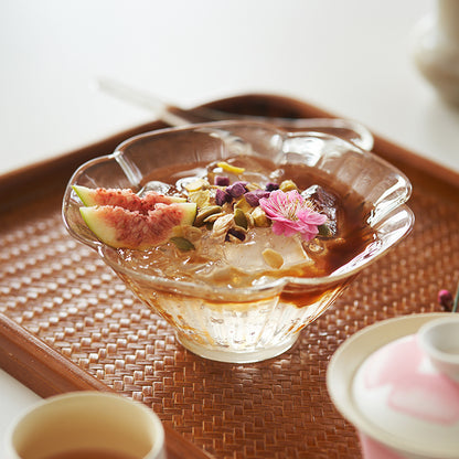 Delicate Petal Glass Bowl & Spoon