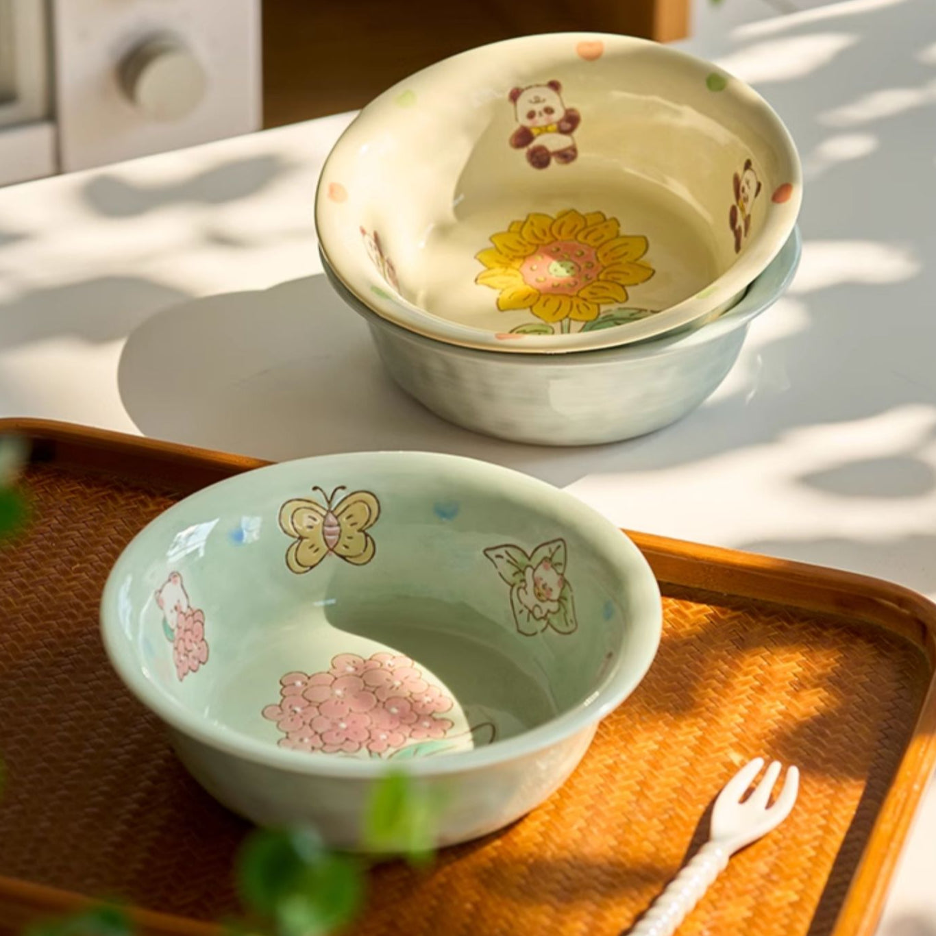 Pretty Underglazed Ceramic Yoghurt Bowl