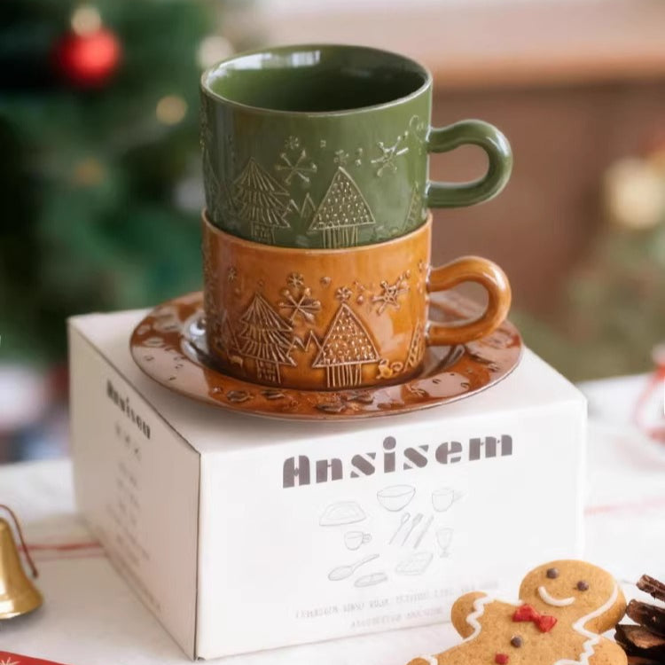 Elegant Christmas Coffee Cup and Saucer Gift Set
