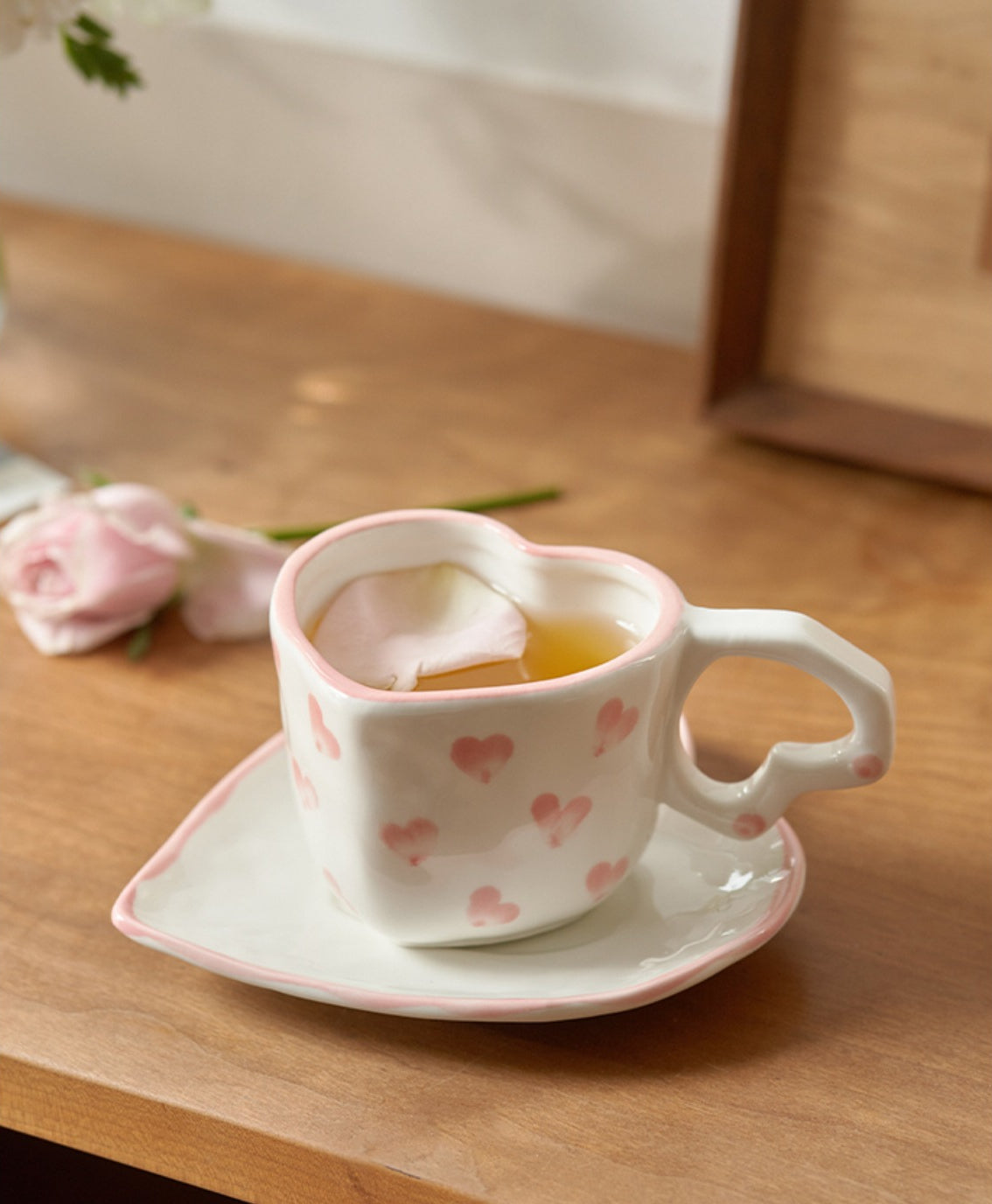 Heart-shaped Coffee Mugs Saucer Set (mug+saucer) - PeauleyHome