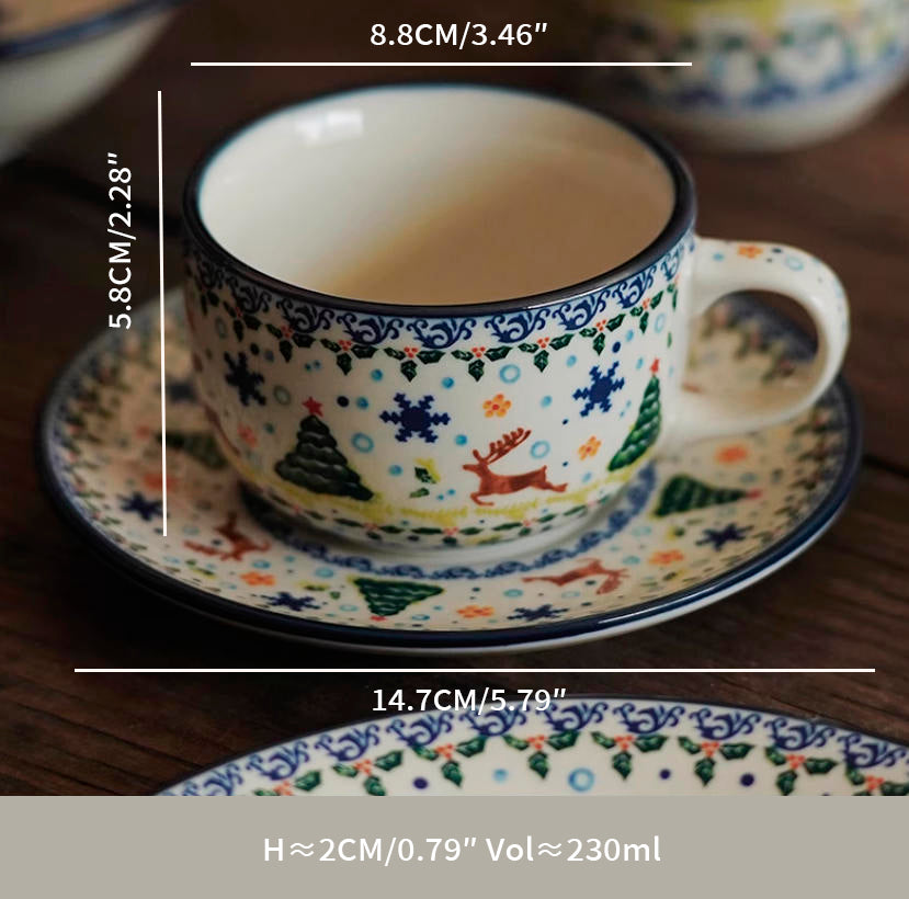 Vintage Christmas Gift Ceramic Coffee Mug Plate