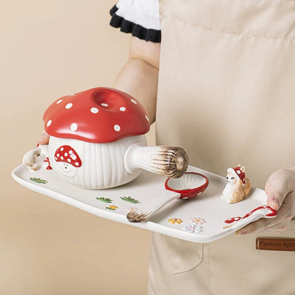 Adorable Mushroom Cartoon Ceramic Tablewares Bowls Plates Mugs Spoon