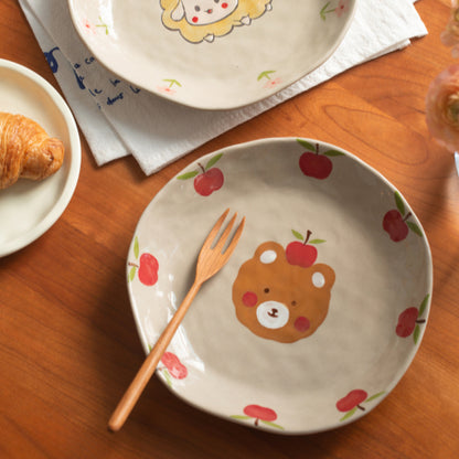 Cute Animal-themed Ceramic Underglazed Breakfast Plates