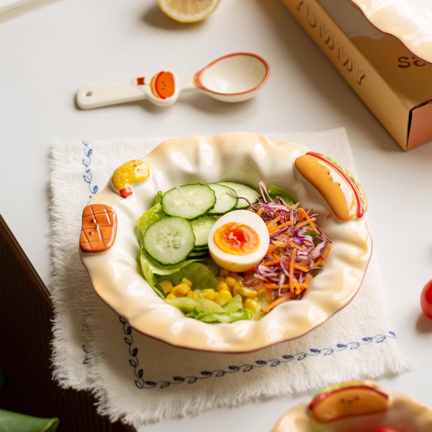 Adorable Ceramic Underglazed Breakfast Plates