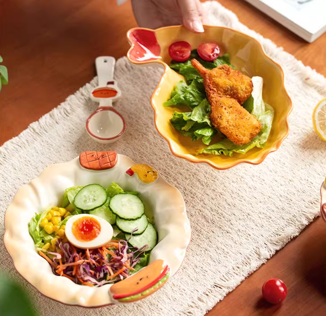 Adorable Ceramic Underglazed Breakfast Plates