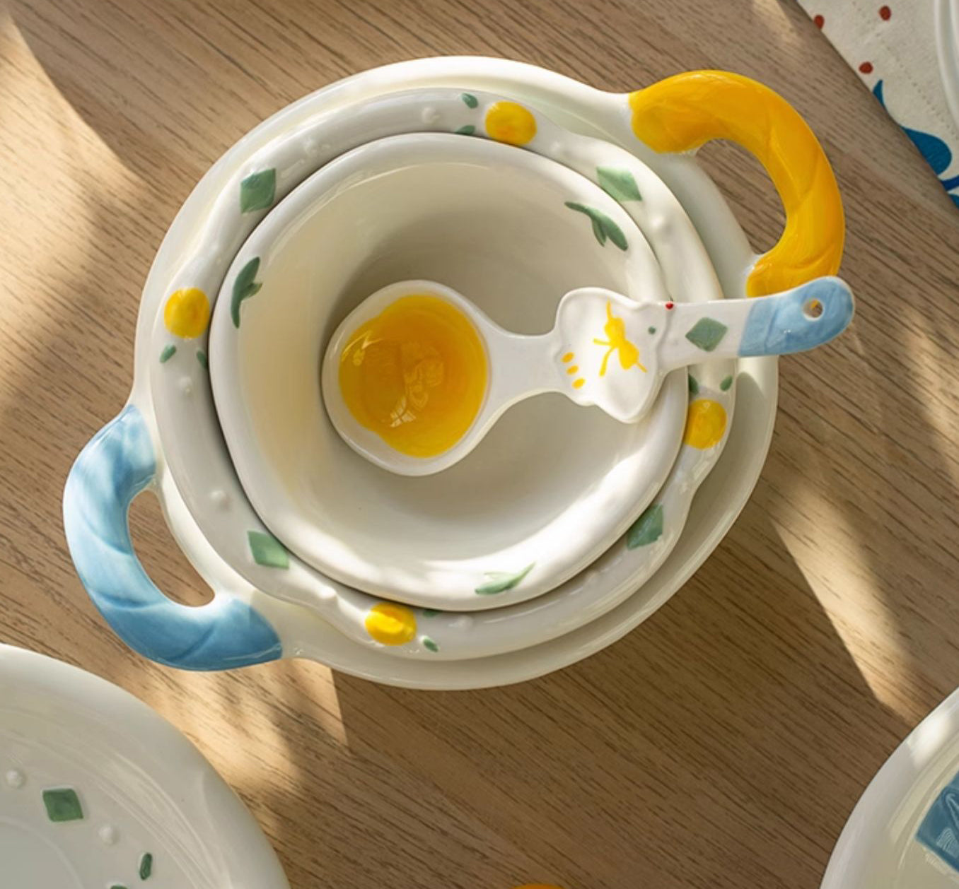 Cartoon Pigeon Embossed Ceramic Bowls Plates Spoon Saucer - PeauleyHome