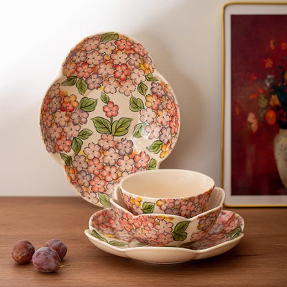 Beautiful Floral Ceramic Bowls Petal Plates - PeauleyHome