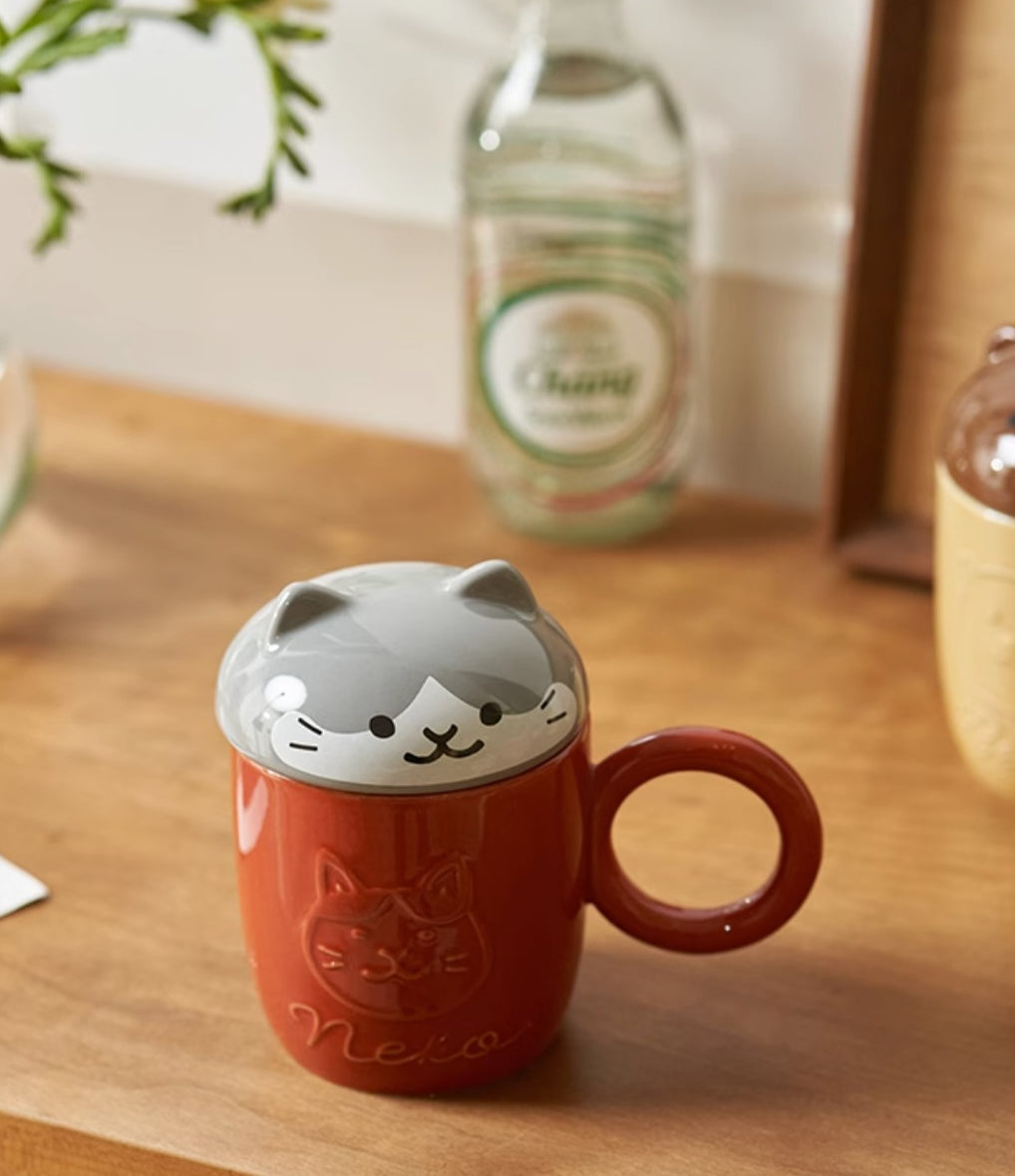 Original Cartoon Ceramic Mugs with Animal Lids - PeauleyHome