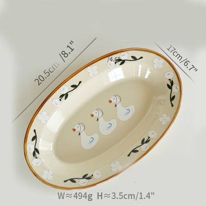 Pretty Floral Ceramic Plates Bowls Set