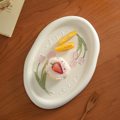 Beautiful Tulips-themed Ceramic Ceremonial Breakfast Plates