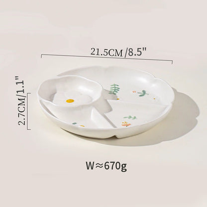 Nordic Embossed Floral Ceramic Bowls Plates Set