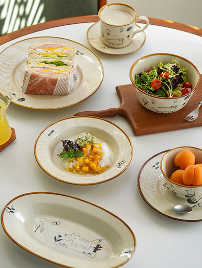 New Arrival Pretty Ceramic Plates Bowls Set