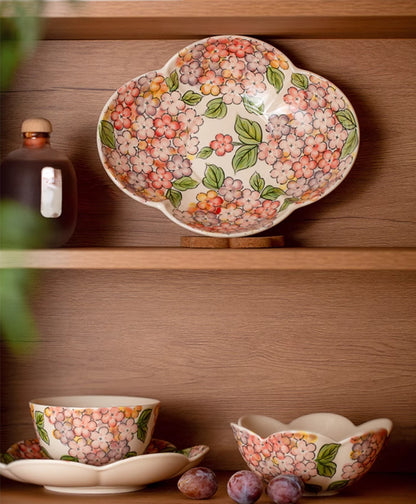 Beautiful Floral Ceramic Bowls Petal Plates - PeauleyHome