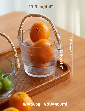 Glass Fruit Basket with Rattan Handle - PeauleyHome