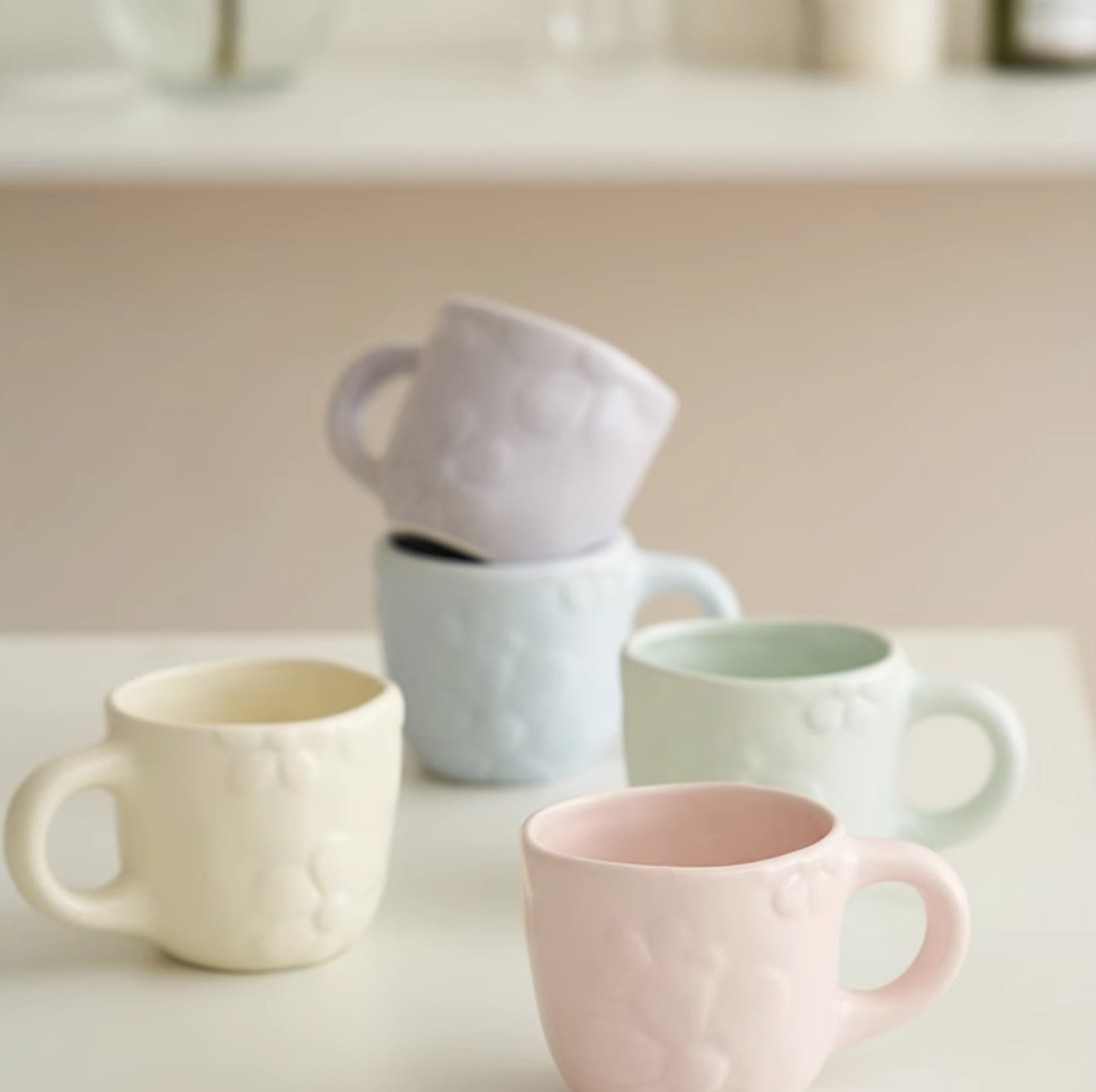 Embossed Floral Mugs for Home and Office - PeauleyHome