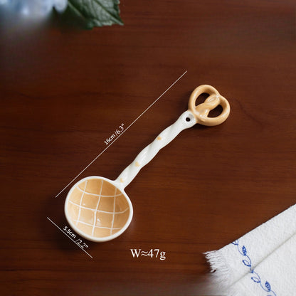 Japanese-style Ceramic Long-handled Soup Spoon