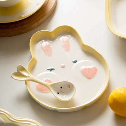 Adorable Rabbit Unicorn Ceramic Plates for Fruit or Food - PeauleyHome