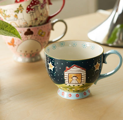 Hand-painted Lovely Cartoon Ceramic Coffee Mugs Tea Cups - PeauleyHome