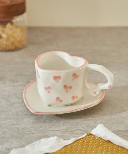 Heart-shaped Coffee Mugs Saucer Set (mug+saucer) - PeauleyHome