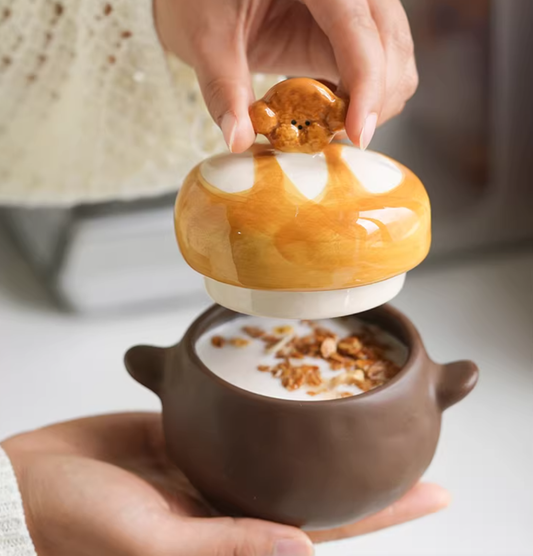 Ceramic Small Moisture-proof  Storage Jars with Doggie Lids