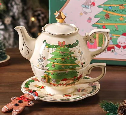 Christmas Series Ceramic Pot Coffee Mug Plate Set