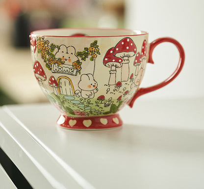 Hand-painted Lovely Cartoon Ceramic Coffee Mugs Tea Cups - PeauleyHome