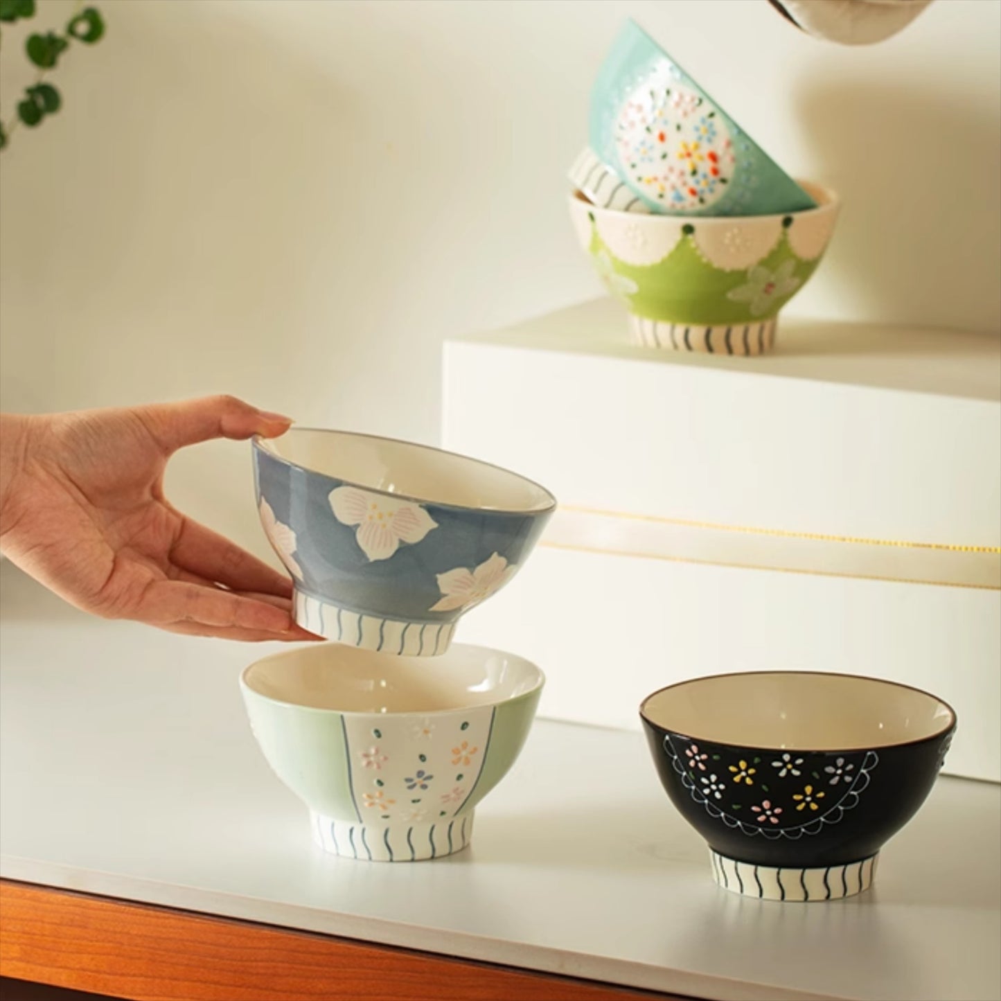 Delicate Ceramic Rice Bowls Set Ideal Gift