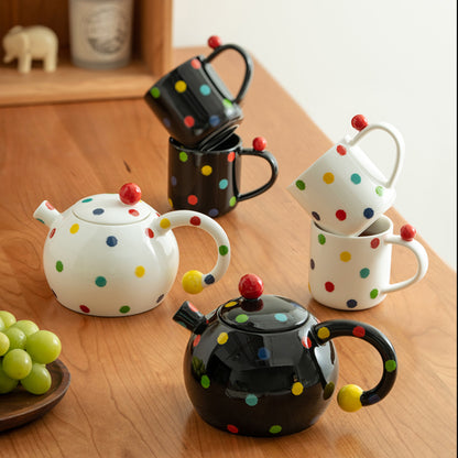 French Ceramic Pots Teapot and Teacups Set